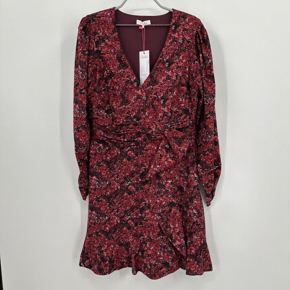 Parker Alison Dress size 10 (L) in Purple Presley Mosaic Long Sleeve Mini NWT